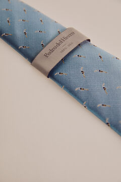 Pedro del Hierro Bird motif silk tie Blue