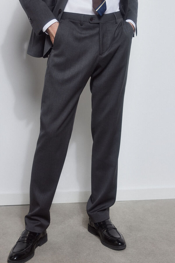 Pedro del Hierro Plain tailored bi-stretch trousers Grey