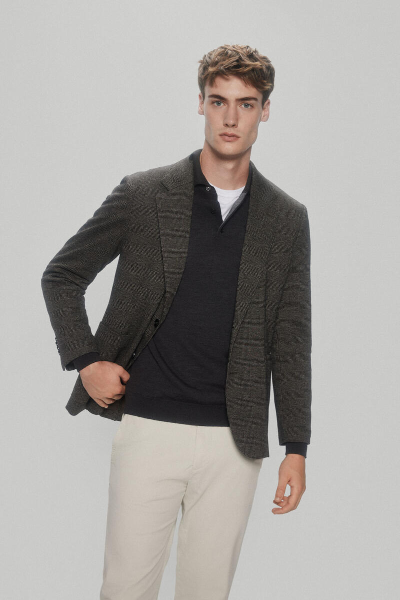 Pedro del Hierro Jersey-knit blazer with detachable elements Brown