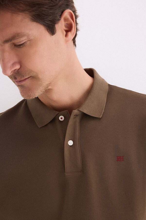 Pedro del Hierro Basic piqu&eacute; polo shirt Brown