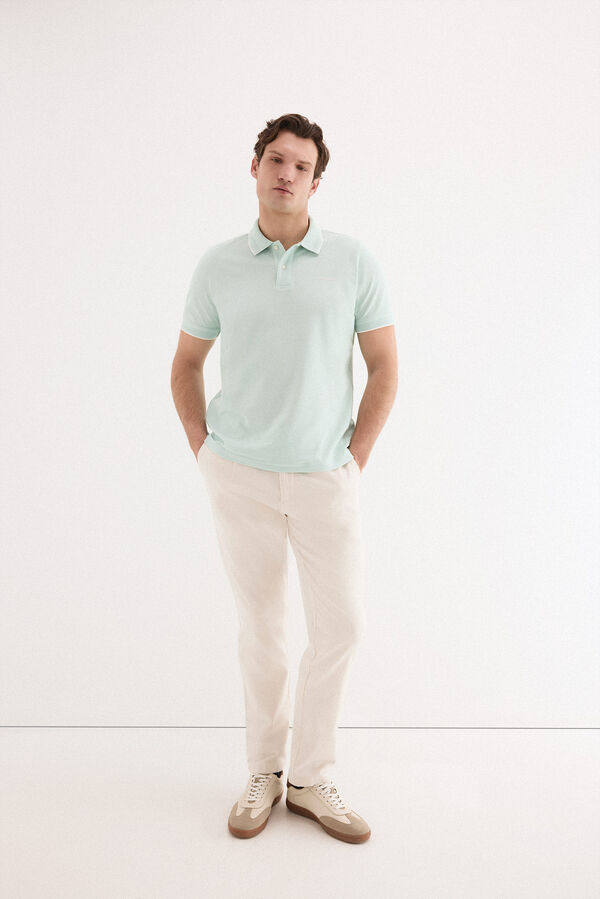 Pedro del Hierro Cotton-linen drawstring chinos Ecru