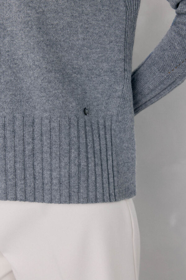 Pedro del Hierro wool neck sweater with center seam Grey