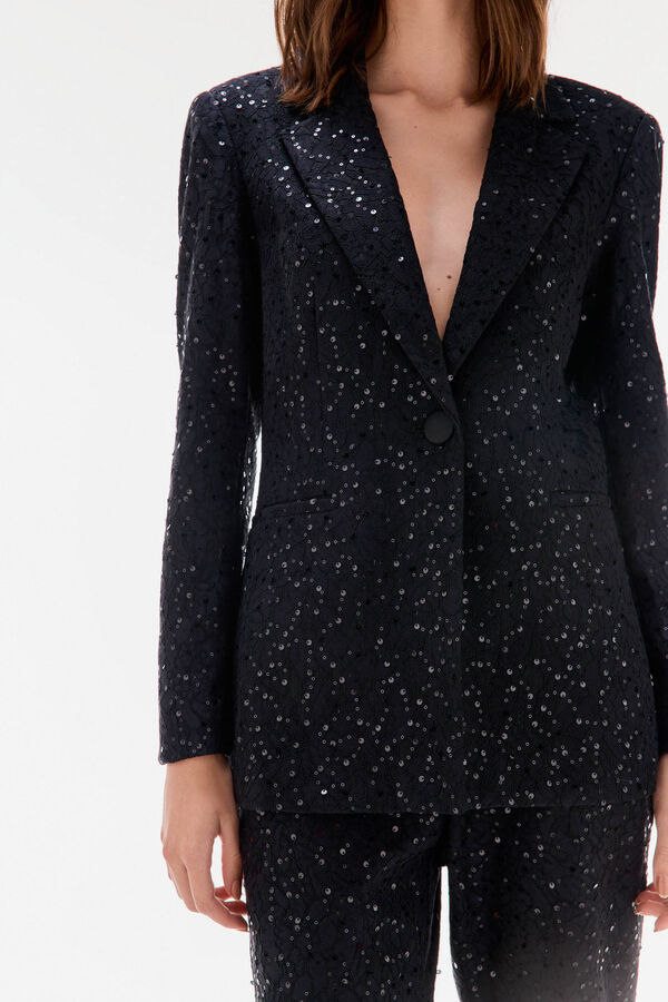 TFP by Tamara Falcó Sequin fitted blazer Black