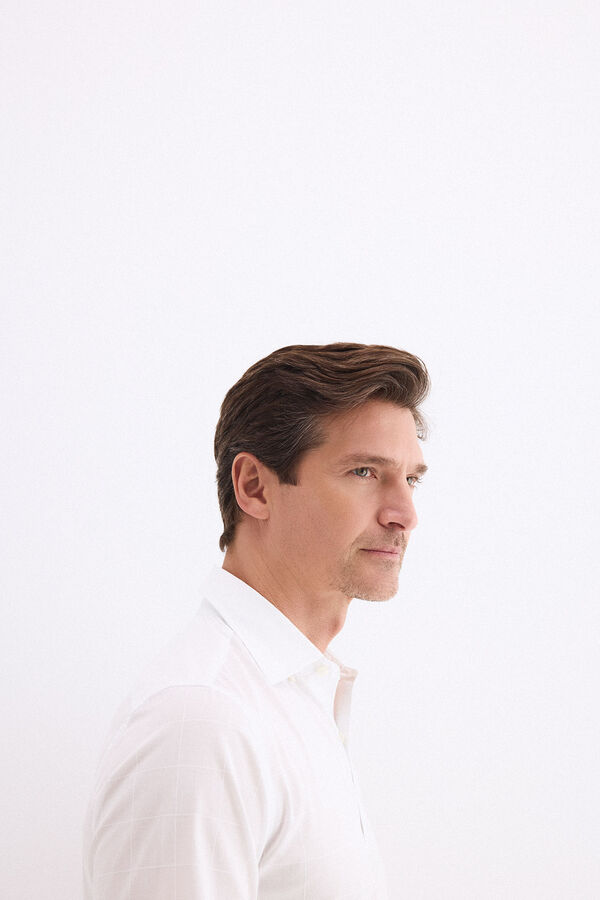 Pedro del Hierro Poplin textured checked shirt White