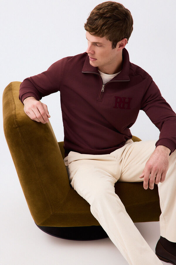 Pedro del Hierro Zip neck sweatshirt Burgundy