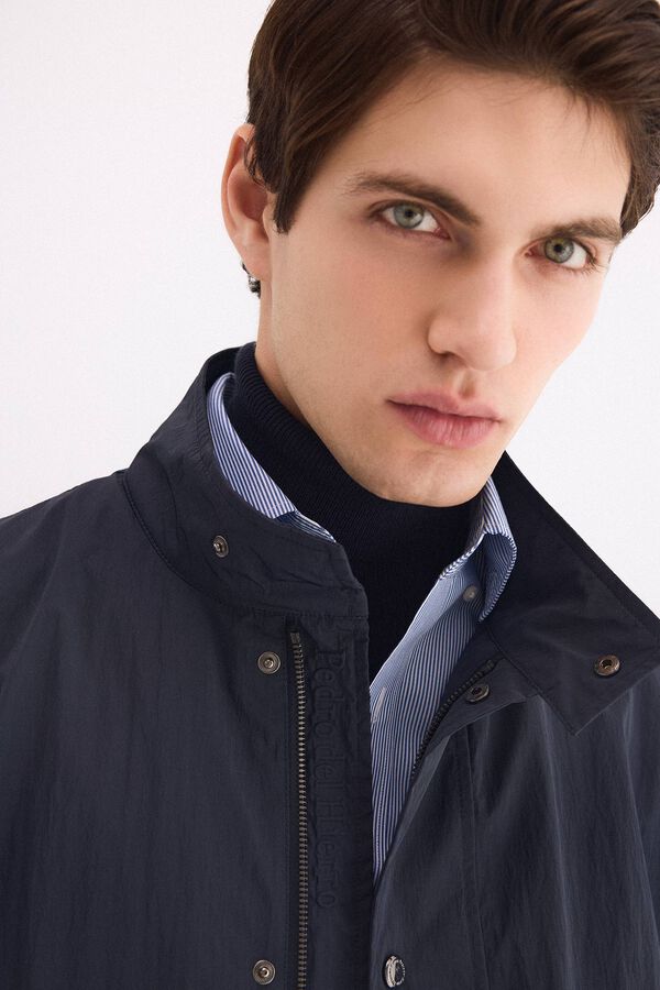 Pedro del Hierro Lightweight contrast neck jacket Blue