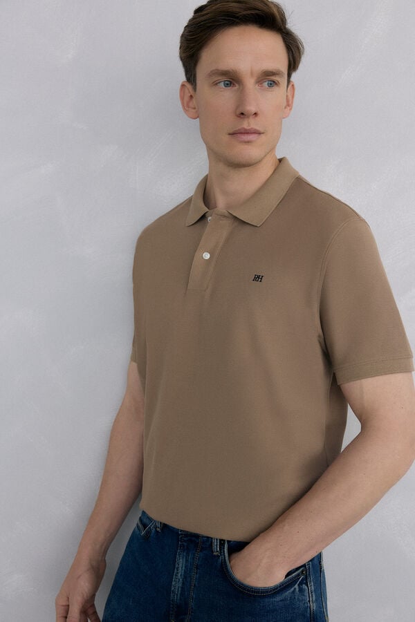 Pedro del Hierro Basic piqué polo shirt Beige