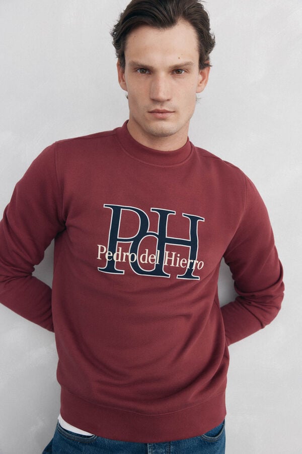 Pedro del Hierro Sweatshirt logo gola caixa Bordeaux