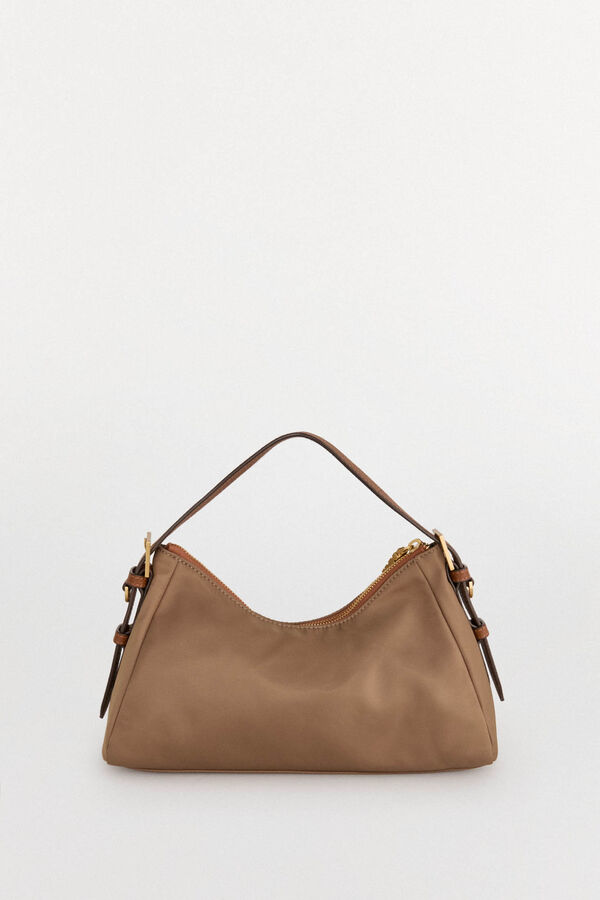 Pedro del Hierro Nylon shoulder bag with zip fastening Beige