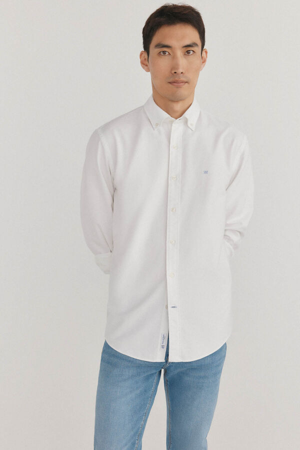 Pedro del Hierro Camisa oxford liso e icônica Branco