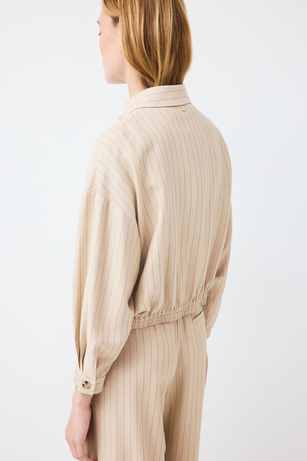 Pedro del Hierro Striped bomber Ecru