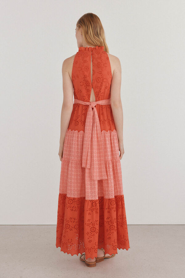 Pedro del Hierro Vestido bordado multicolor Rojo