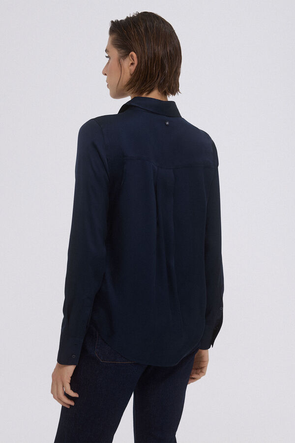 Pedro del Hierro Basic satin shirt Blue