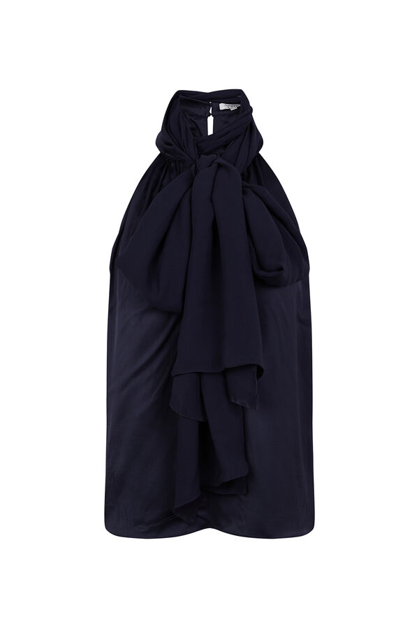 TFP by Tamara Falcó Plain tie, bow, lace top Blue