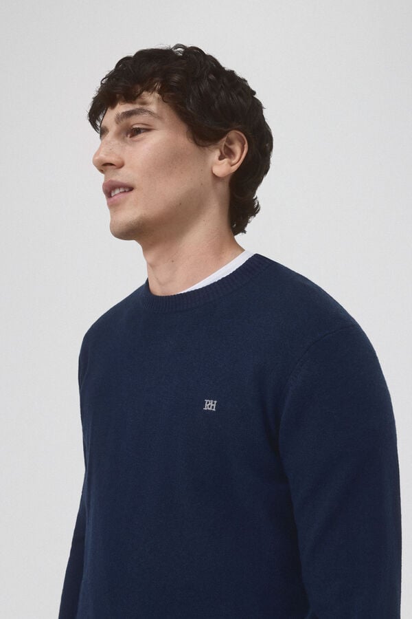 Pedro del Hierro Wool and cashmere round neck jumper Blue