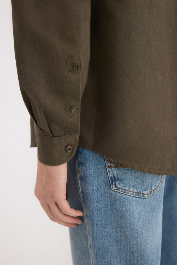 Pedro del Hierro Camisa lino bolsillos Verde