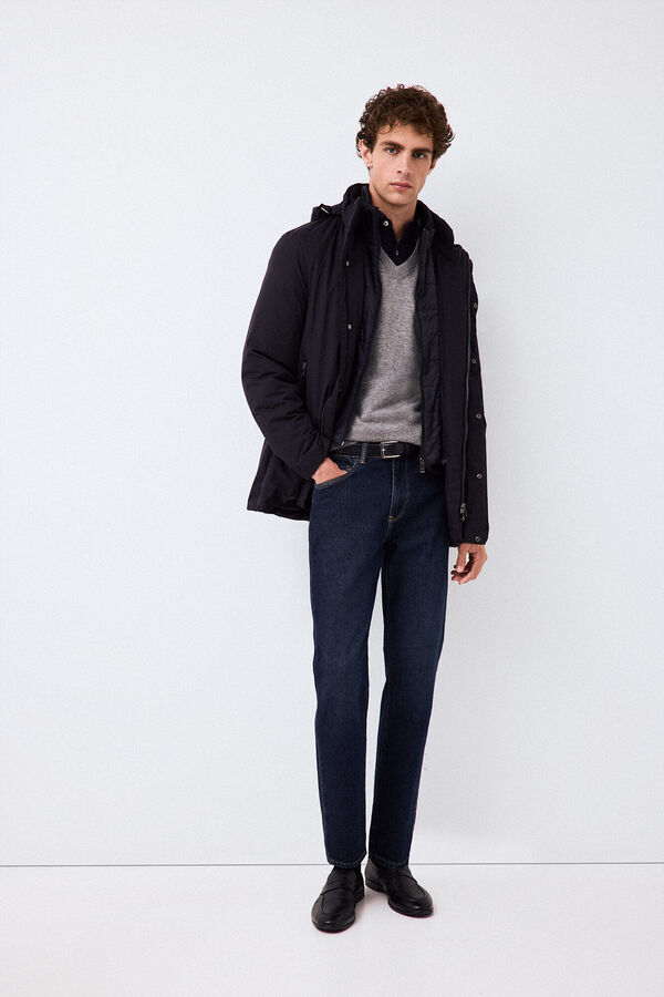 Pedro del Hierro Long technical parka Blue