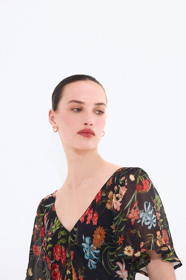 Pedro del Hierro Long printed dress with slits Blue