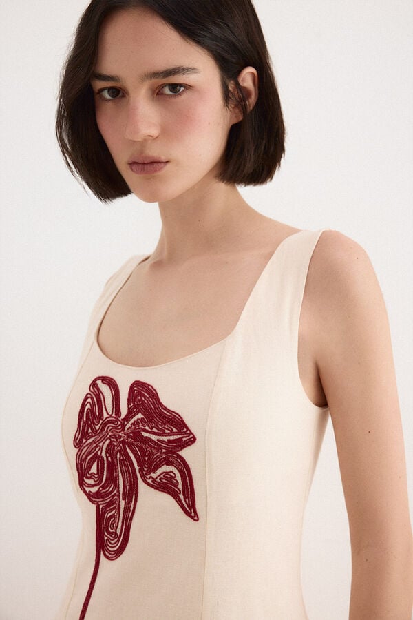 TFP by Tamara Falc&oacute; Floral embroidered dress Ecru