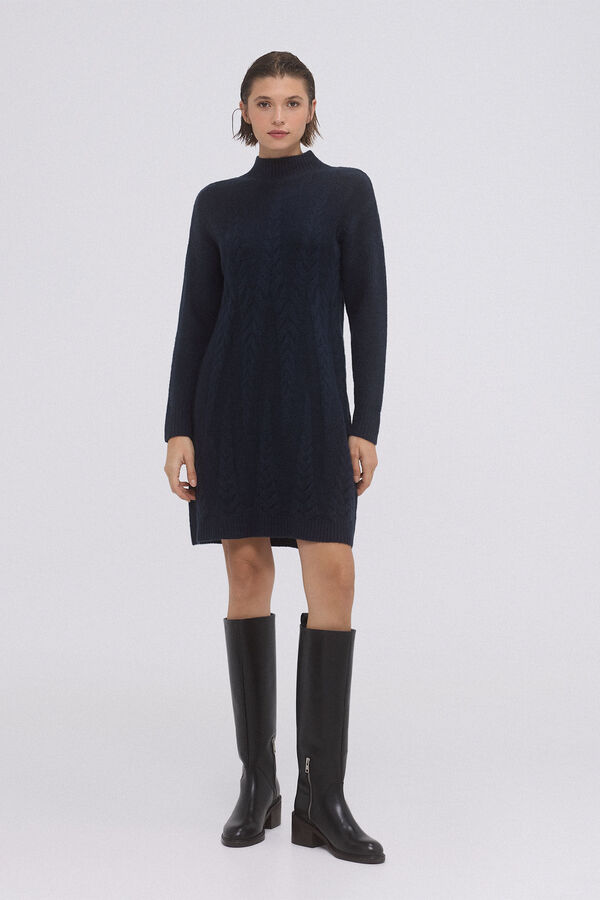 Pedro del Hierro Jersey-knit cross-knit dress Blue