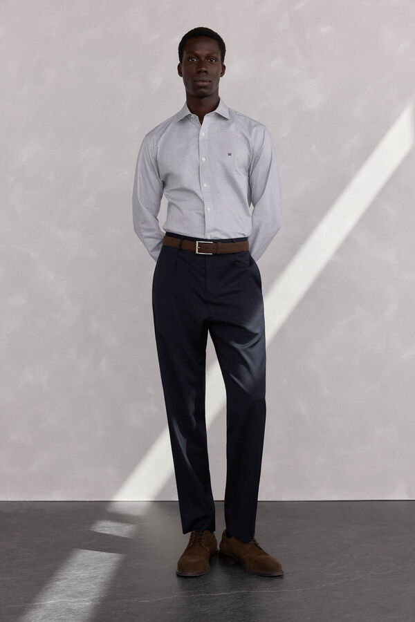Pedro del Hierro Easy-iron structured shirt + anti-odor slim fit Grey