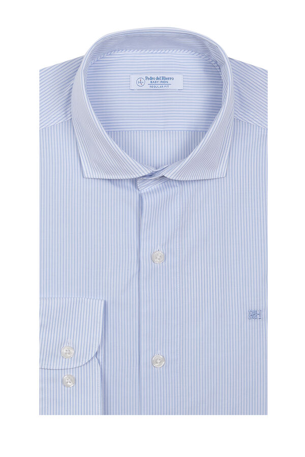 Pedro del Hierro Striped non-iron + anti-stain slim fit dress shirt Blue