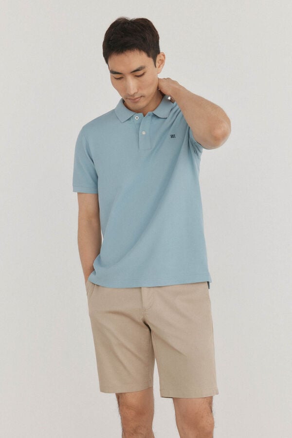 Pedro del Hierro Basic regular piqué polo shirt Blue