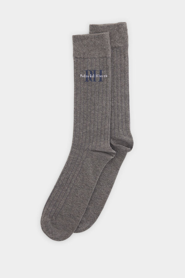 Pedro del Hierro Cotton sock with logo Grey