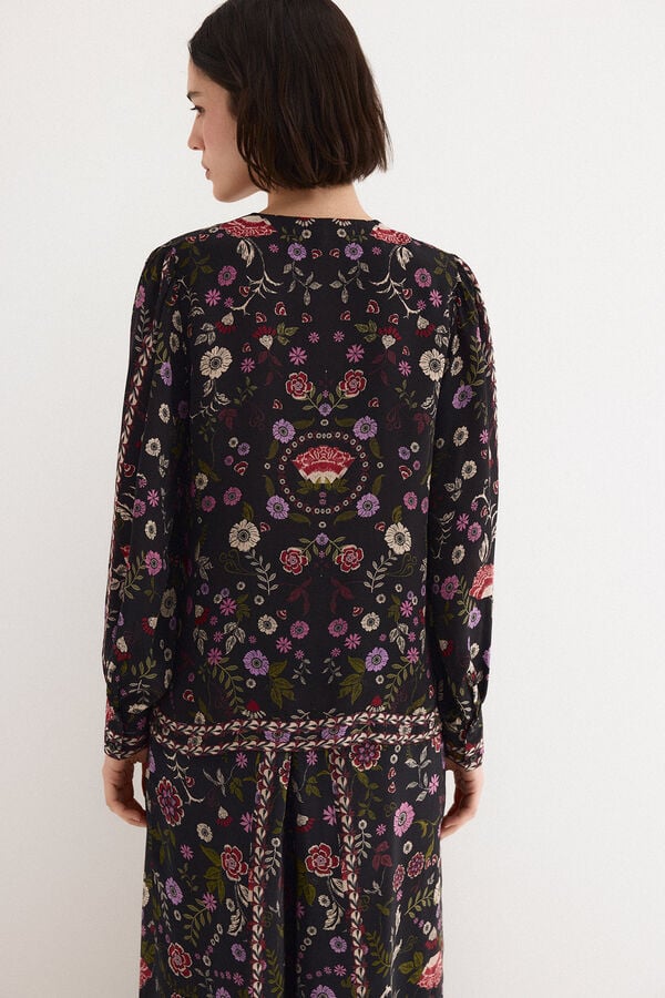 TFP by Tamara Falc&oacute; Border print blouse Black