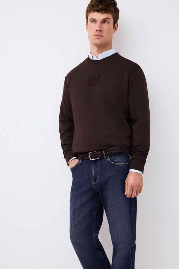 Pedro del Hierro Sweatshirt com logo gola caixa Marrom