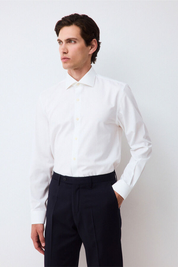 Pedro del Hierro Non-iron + anti-stain structure dress shirt White