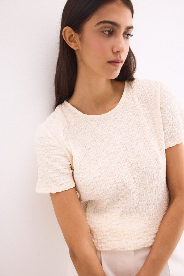 Pedro del Hierro T-shirt efeito enrugado Branco