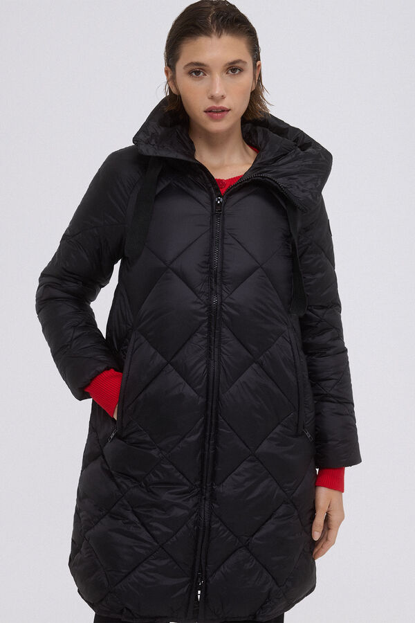 Pedro del Hierro Long hooded parka Black