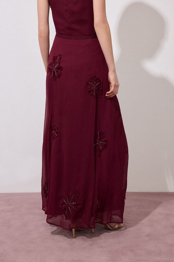 Pedro del Hierro Falda flores bordadas Morado