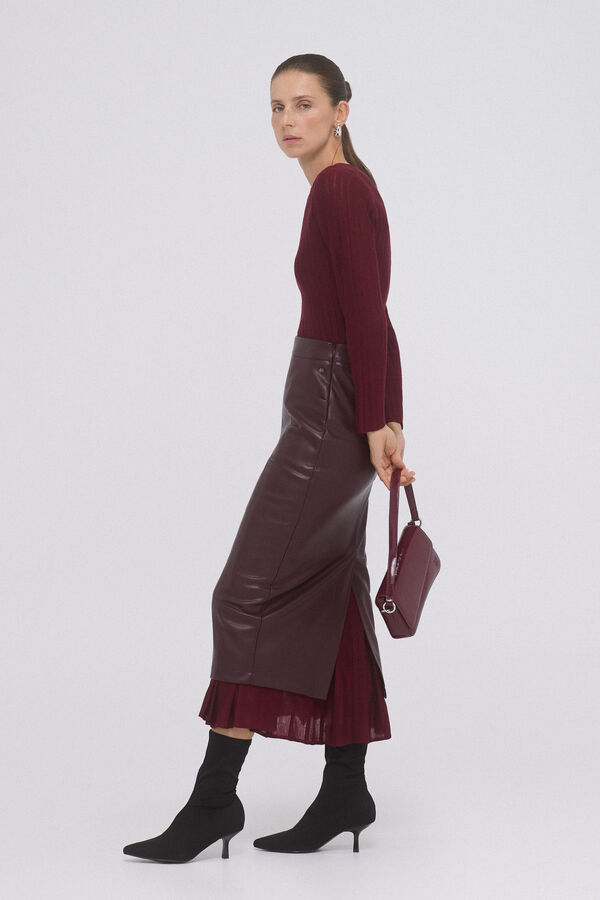 Pedro del Hierro Faux leather pencil skirt Purple