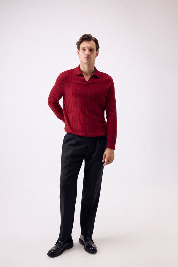 Pedro del Hierro Premium structured cotton silk cashmere jersey Burgundy
