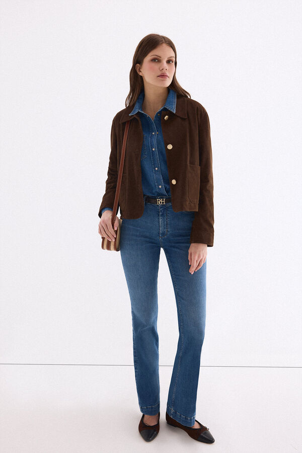 Pedro del Hierro Denim short shirt Blue