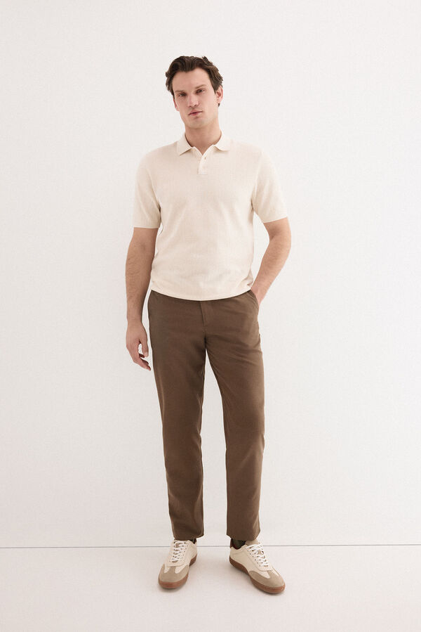 Pedro del Hierro Linen worker regular trousers Brown