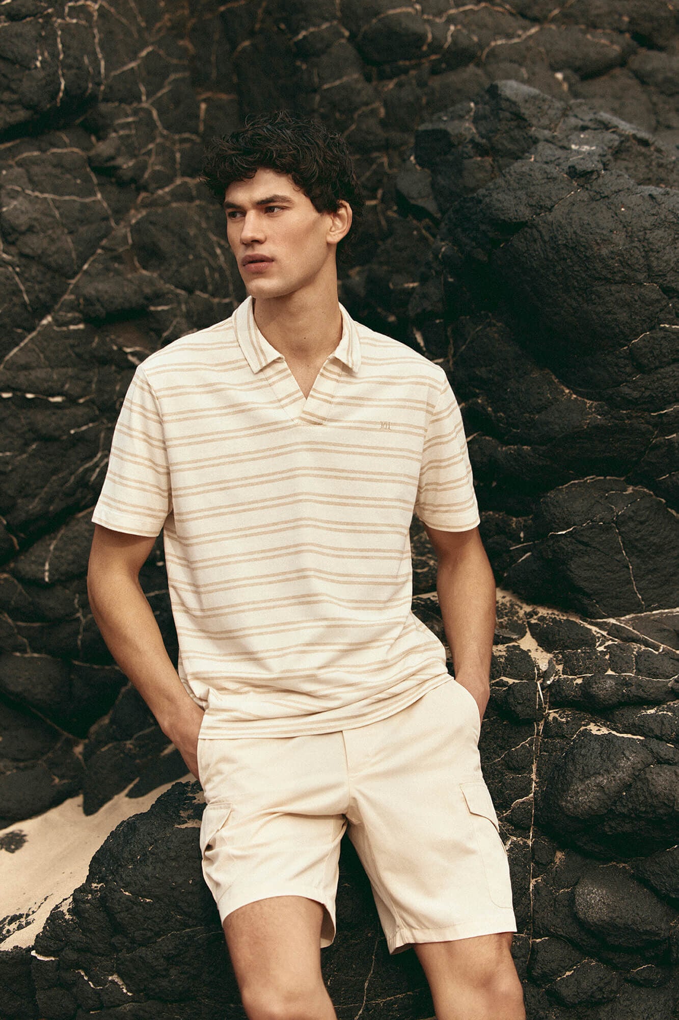 Pedro del Hierro Striped rustic polo shirt
