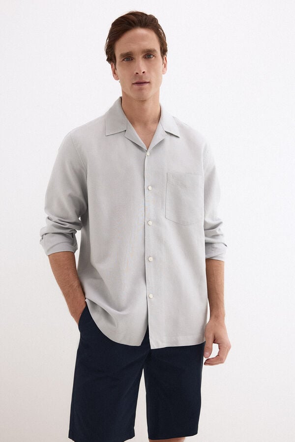 Pedro del Hierro Linen cotton long sleeve shirt Grey