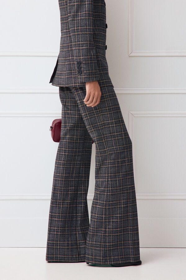 TFP by Tamara Falc&oacute; Plaid flare tailored trousers Blue