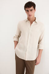 Pedro del Hierro Plain linen shirt Beige