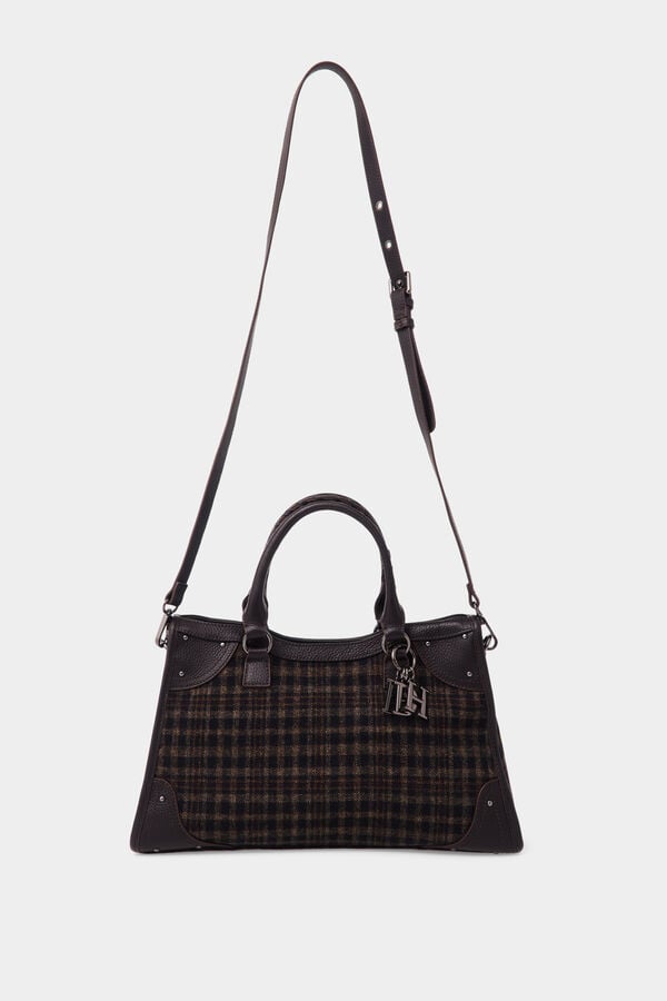 Pedro del Hierro Plaid medium handbag Brown
