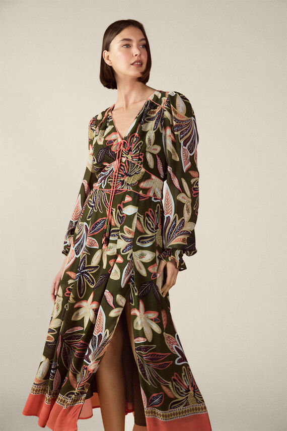 Vestido estampado con cenefa