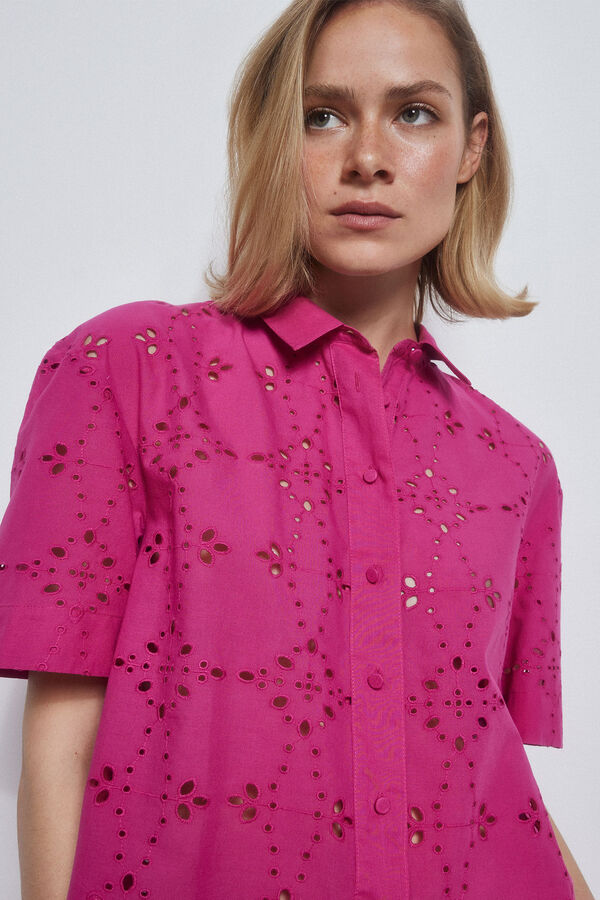 Pedro del Hierro Embroidered short-sleeved blouse Coral