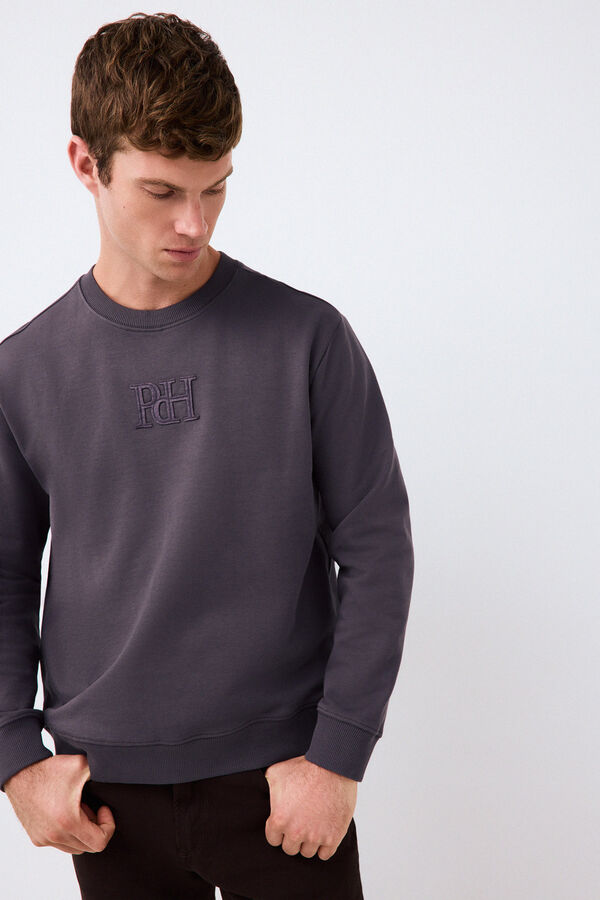 Pedro del Hierro Sweatshirt com logo gola caixa Cizento