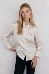 Pedro del Hierro Plain satin shirt Beige