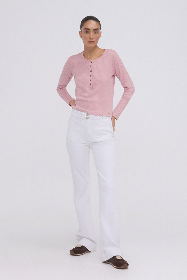 Pedro del Hierro Long sleeve ribbed t-shirt Pink