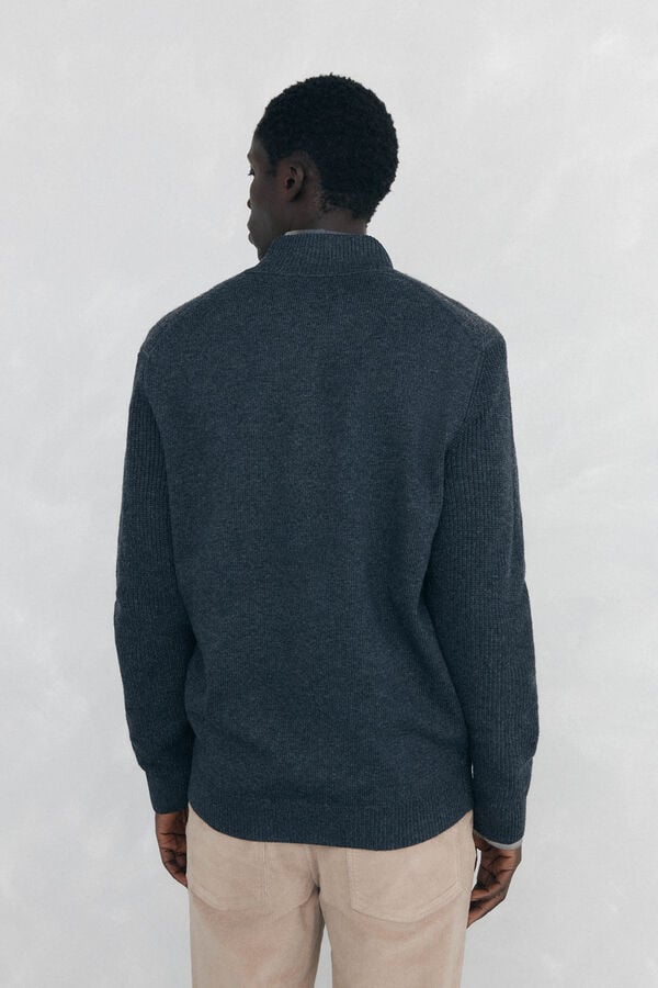 Pedro del Hierro Premium Christmas cotton cardigan with zip fastening fastening Grey