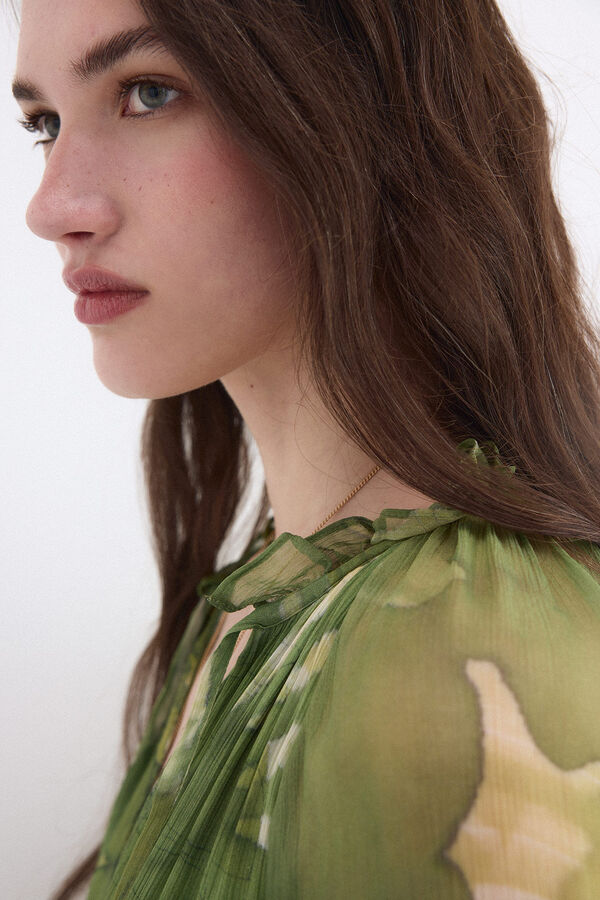 Pedro del Hierro Vestido rom&acirc;ntico comprido estampado Verde